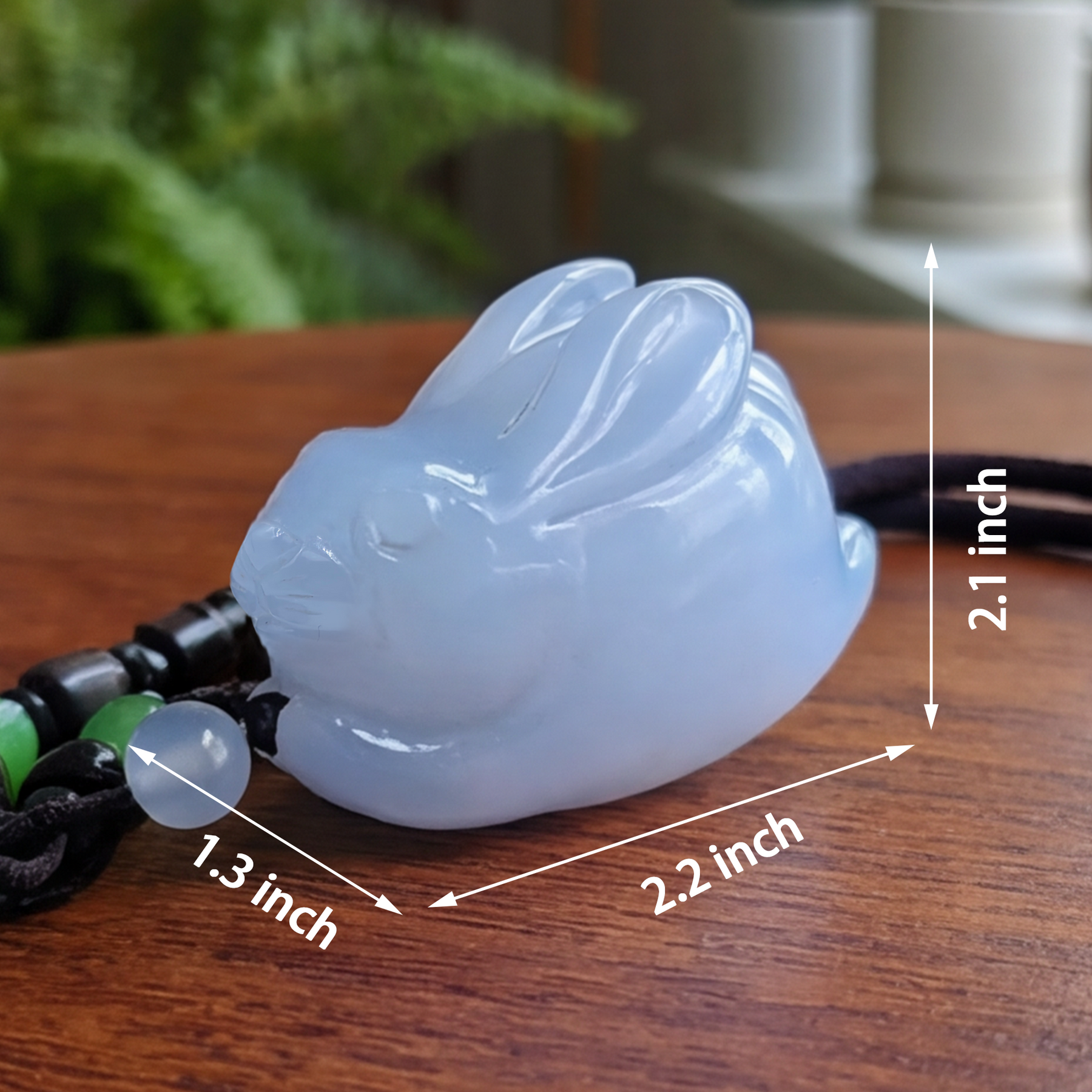 Blue Chalcedony Rabbit Pendant - Natural Crystal — view 4