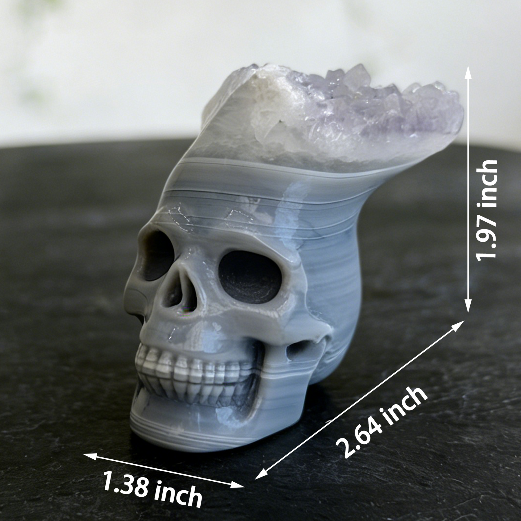 2.64 inch Amethyst Cluster Crown Crystal Skull - Natural Crystal — view 2