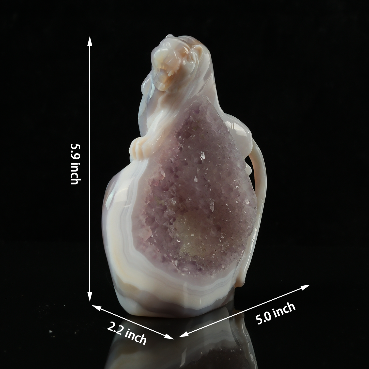 Pale Amethyst Cluster Tiger Carving - Sculpture — view 2