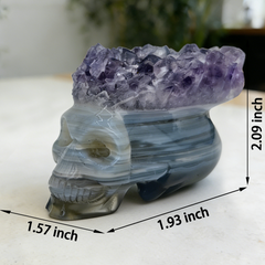 2 inch Amethyst Cluster Crown Crystal Skull - Natural Crystal — view 2