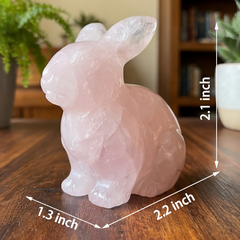 Rose Quartz Rabbit Carving - Natural Crystal — view 2