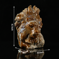 Yellow Chalcedony Lion Head Carving — view 2