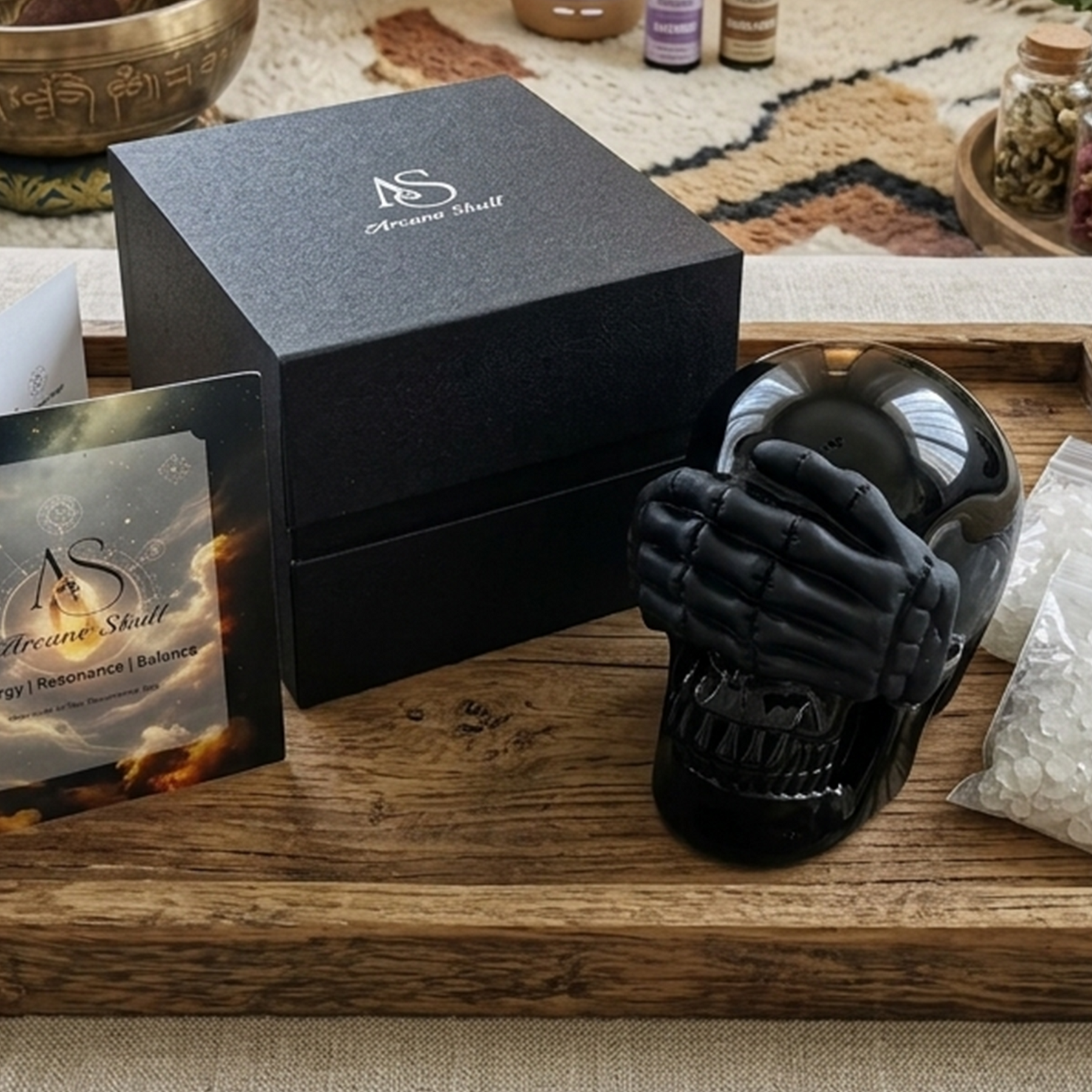 See No Evil Black Obsidian Skull - Natural Stone — view 8