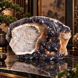 Agate Dragon Guardian Druzy Geode