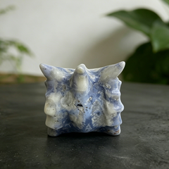 2.5 inch Blue Flower Agate Chinese Dragon Skull - Natural Agate — view 5
