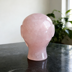 2 Inch Rose Quartz Alien Crystal Skull – Mini Healing Stone Skull — view 5