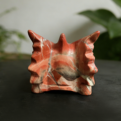 2.5 inch Red Jasper Chinese Dragon Skull Jade Sculpture- Hand Craved Natural Jasper — view 5