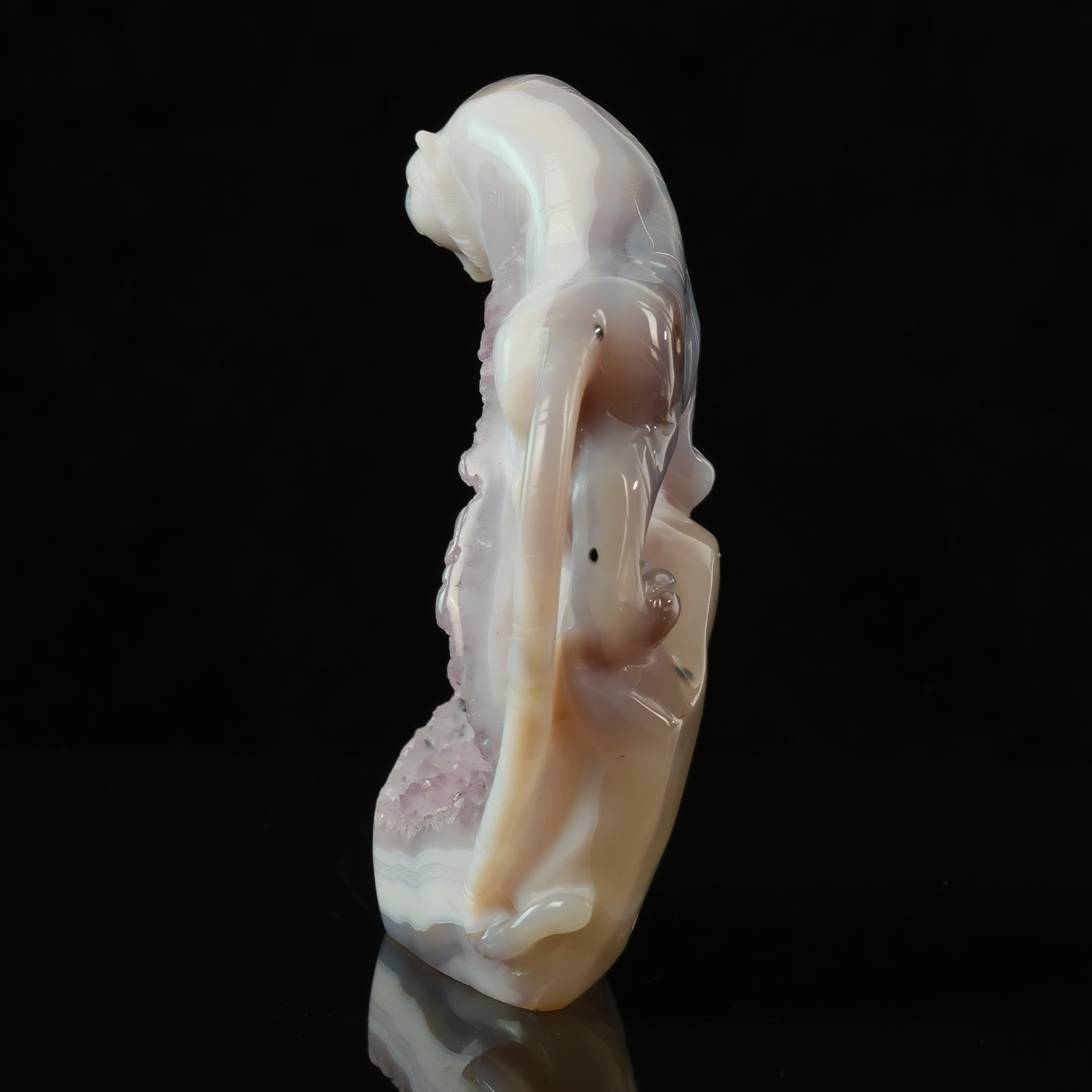 Pale Amethyst Cluster Tiger Carving - Sculpture — view 3