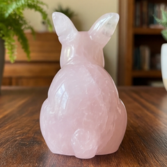 Rose Quartz Rabbit Carving - Natural Crystal — view 5