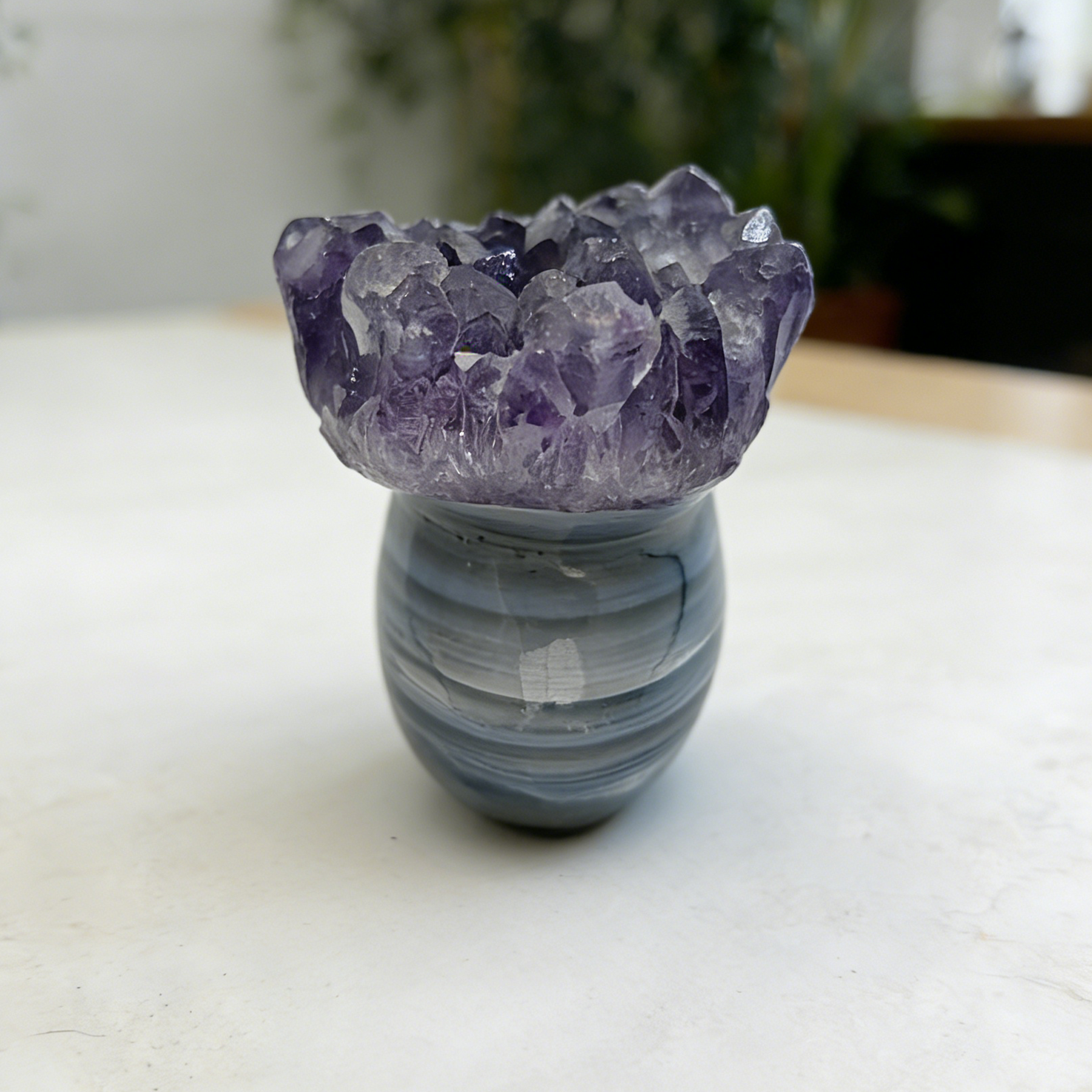 2 inch Amethyst Cluster Crown Crystal Skull - Natural Crystal — view 5