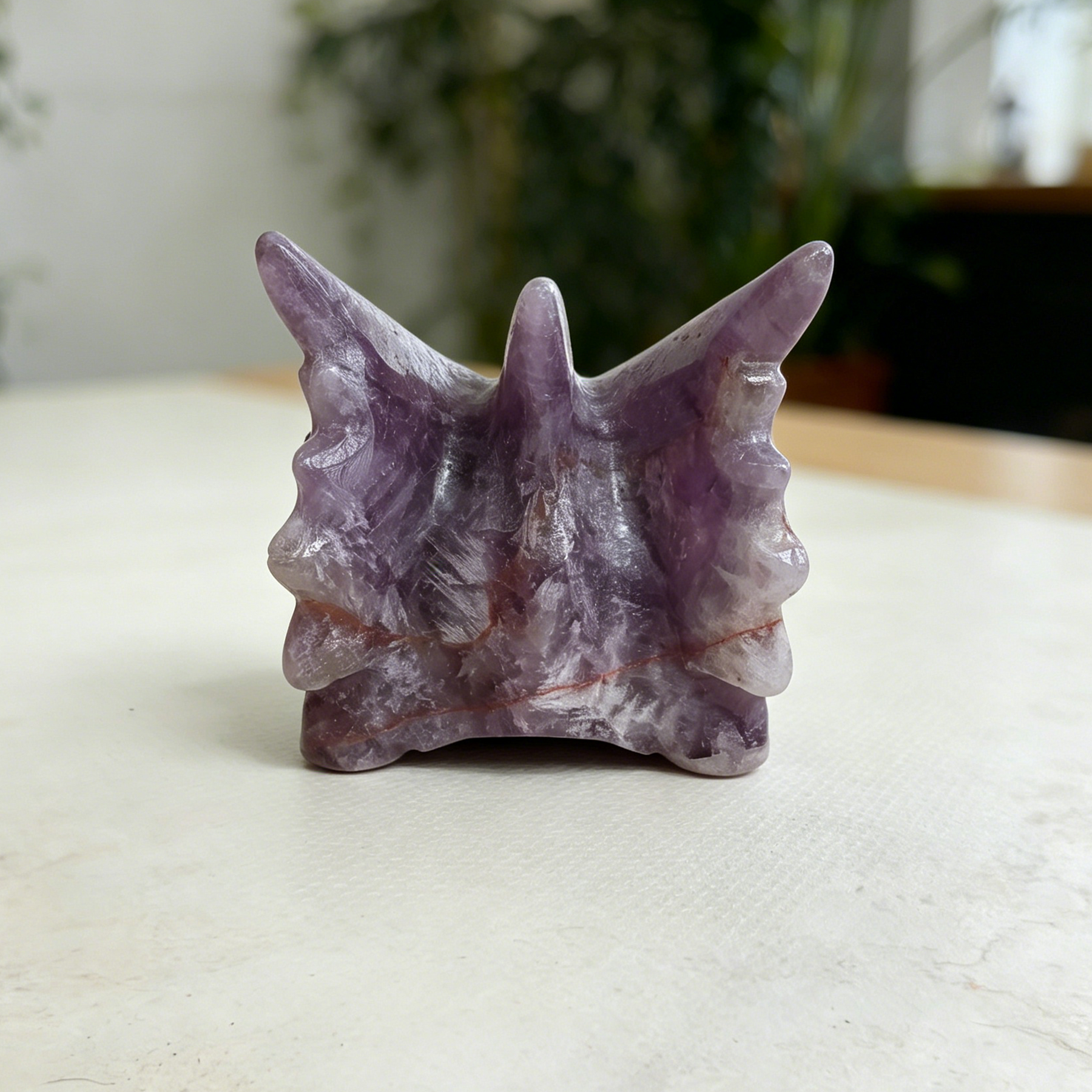 2 inch Dream Amethyst Chinese Dragon Skull - Natural Amethest Sculpture — view 5