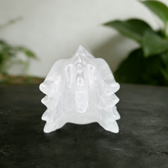 3.8 inch Angolan Quartz Chinese Dragon Skull - Natural Angolan Quartz Carving — view 4
