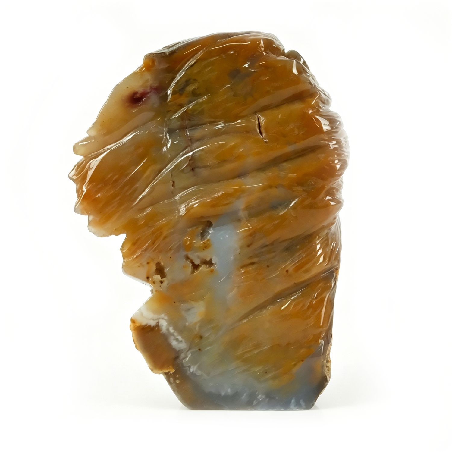7.7 inch Yellow Chalcedony Lion Head Carving — view 5