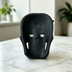 Obsidian Skull with Frosted Butterfly Mask - Natural Obsidian Carving — view 5