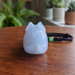 Blue Chalcedony Rabbit Pendant - Natural Crystal — view 5