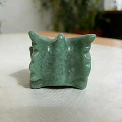 2.5 inch Green Aventurine Chinese Dragon Skull - Natural Jade Sculpture — view 5