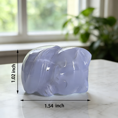 Blue Chalcedony Sleeping Cat Carving — view 2