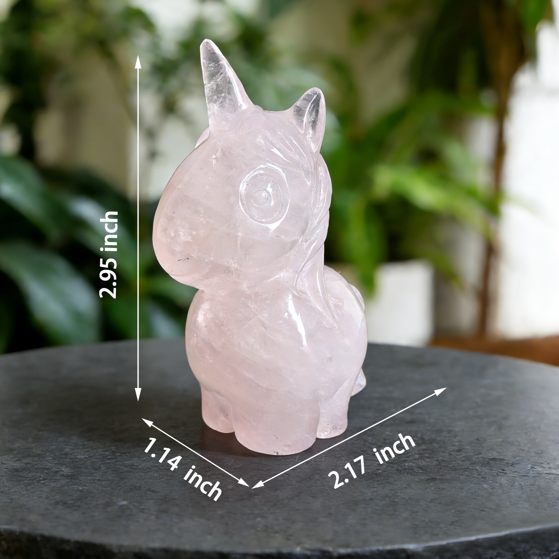 Rose Quartz Chibi Unicorn Carving — view 2