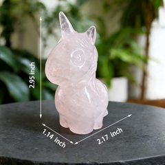 Rose Quartz Chibi Unicorn Carving — view 2