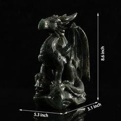 Labradorite Winged Dragon on Skull - Sculpture — view 2