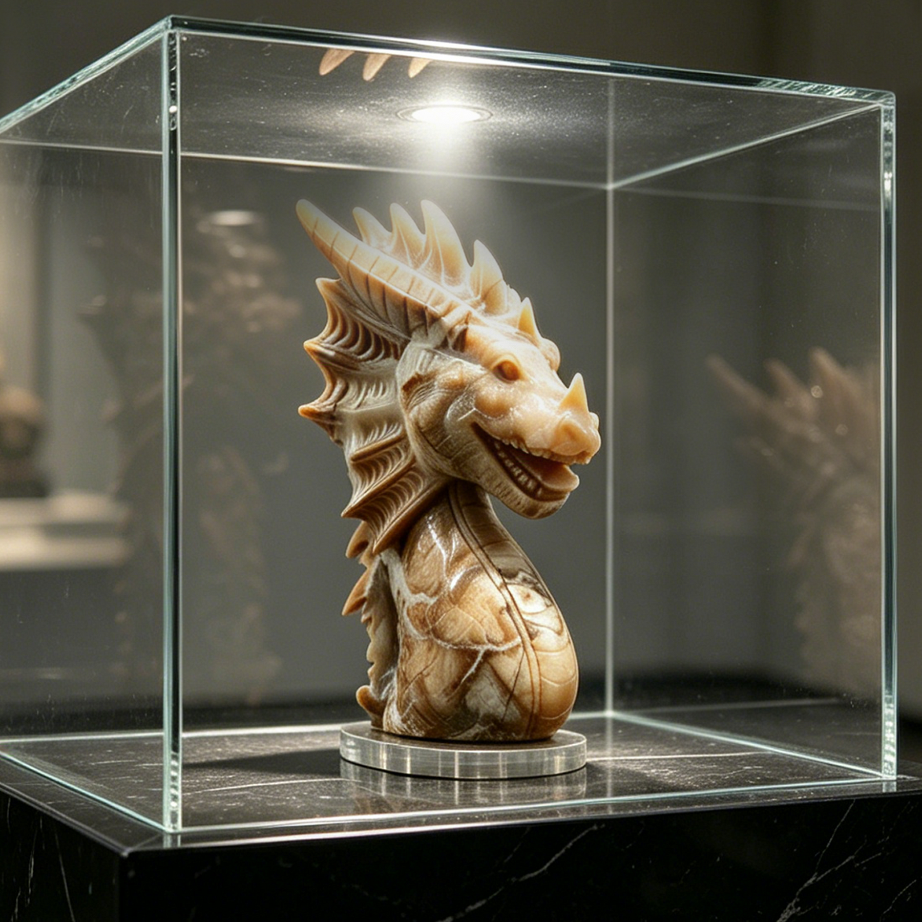 Yellow Chalcedony Dragon Head Sculpture — view 6