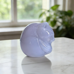 Blue Chalcedony Sleeping Cat Carving — view 5