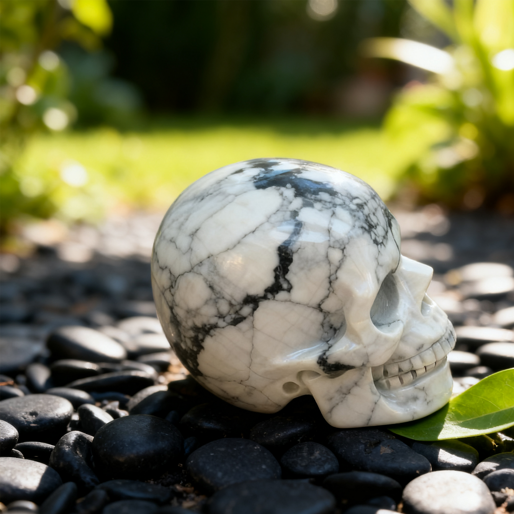 2 Inch White Howlite Turquoise Crystal Skull – Skull — view 3