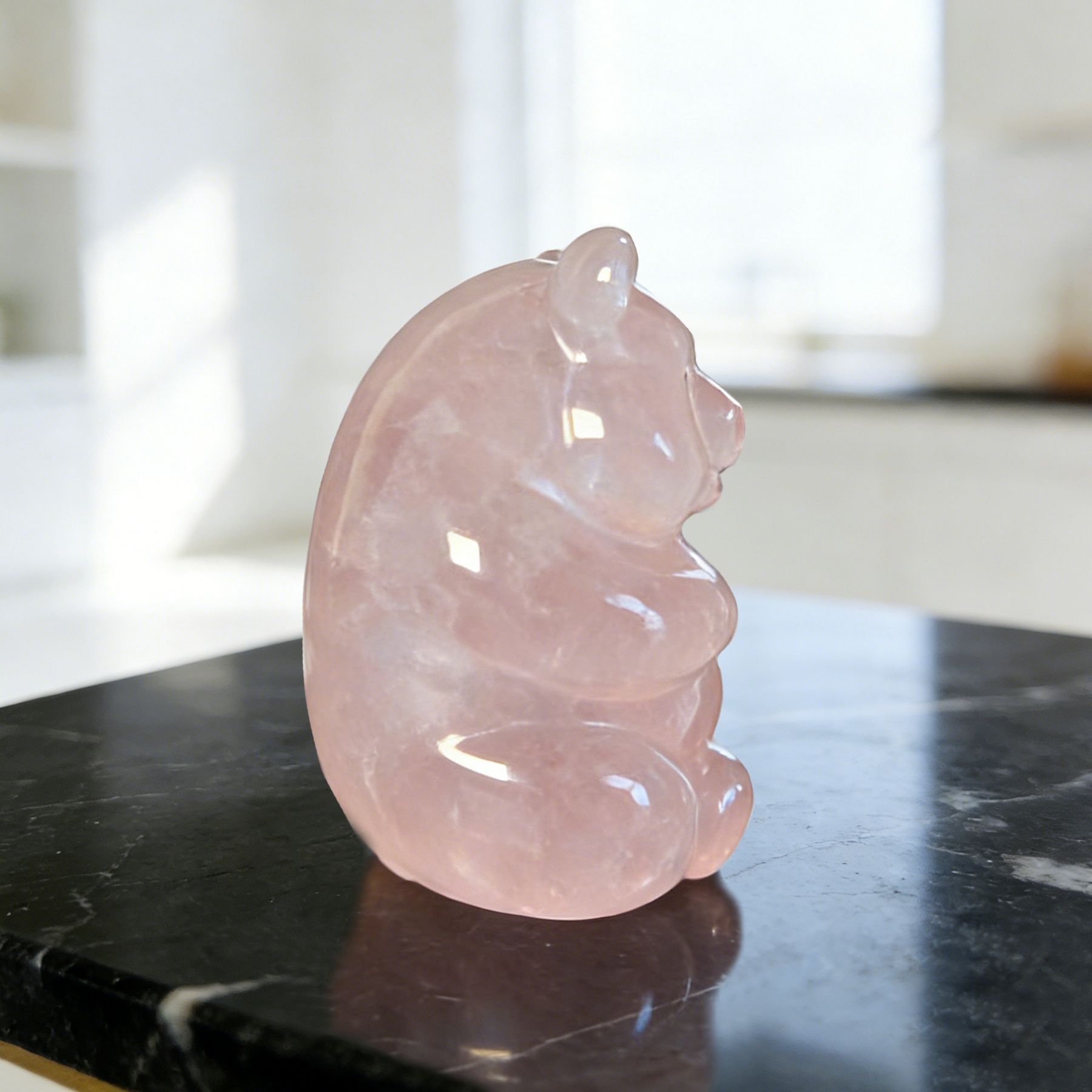 Rose Quartz Bear Carving – Gemstone Sculpture — view 6