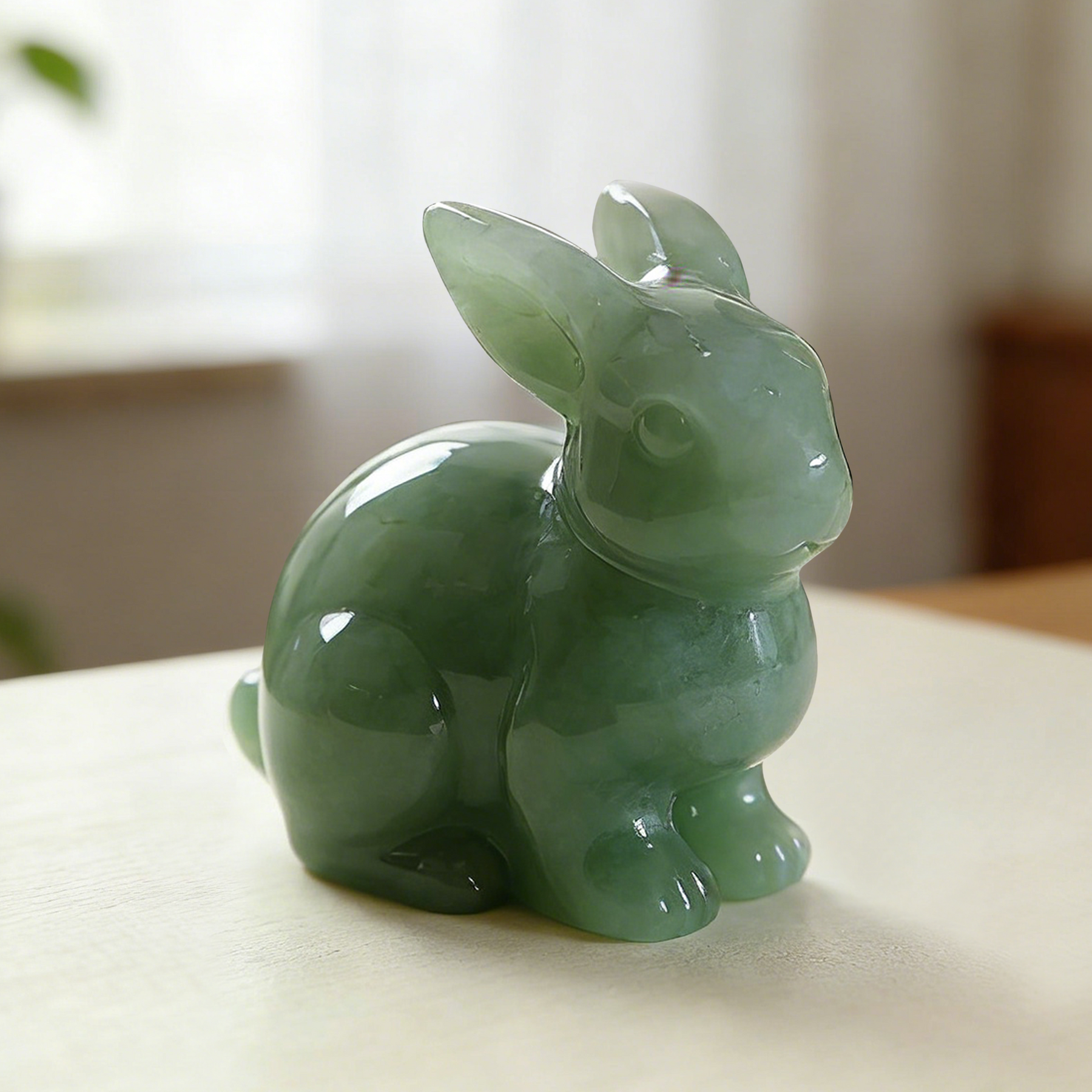 Green Aventurine Rabbit Carving – Lucky Stone Sculpture — view 5