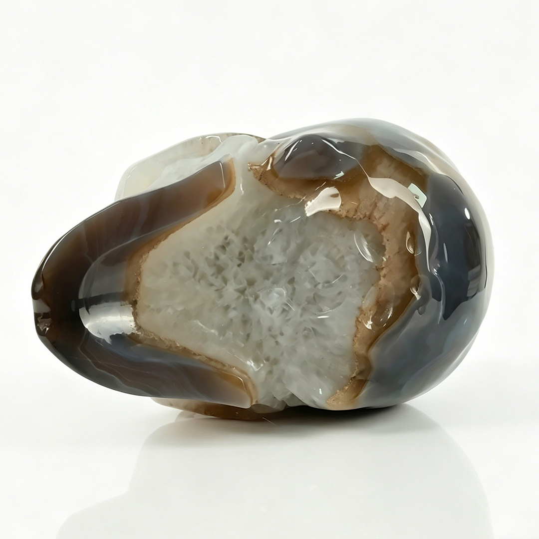 7.8 inch Carved Geode Agate Skull - Sculpture Carving — view 4