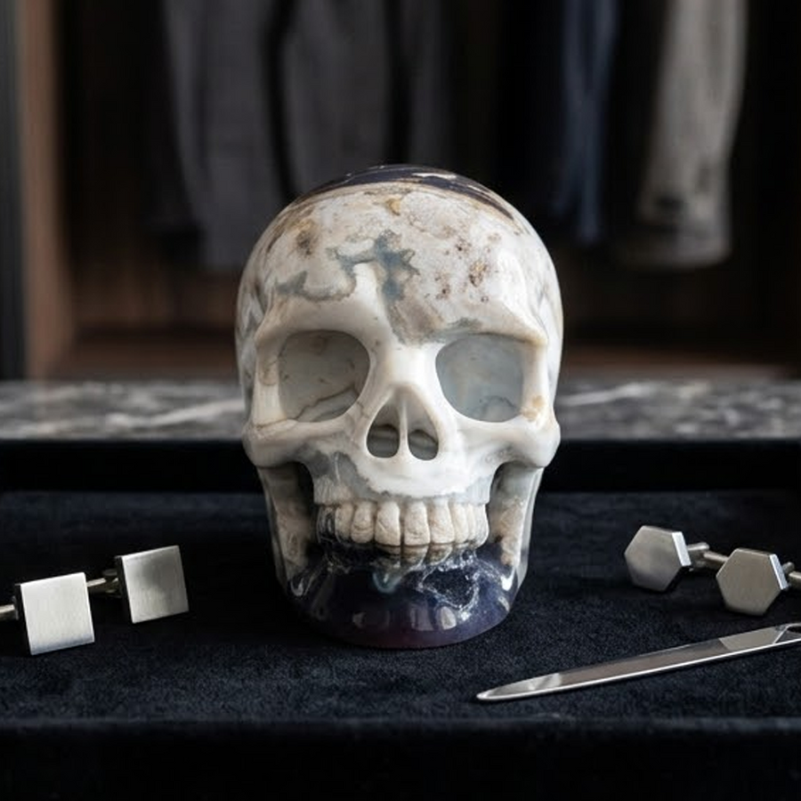 3 Inch Red Crazy Lace Agate Crystal Skull — view 1