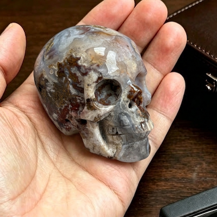 2 Inch Blue Flower Agate Crystal Skull – Skull — view 1