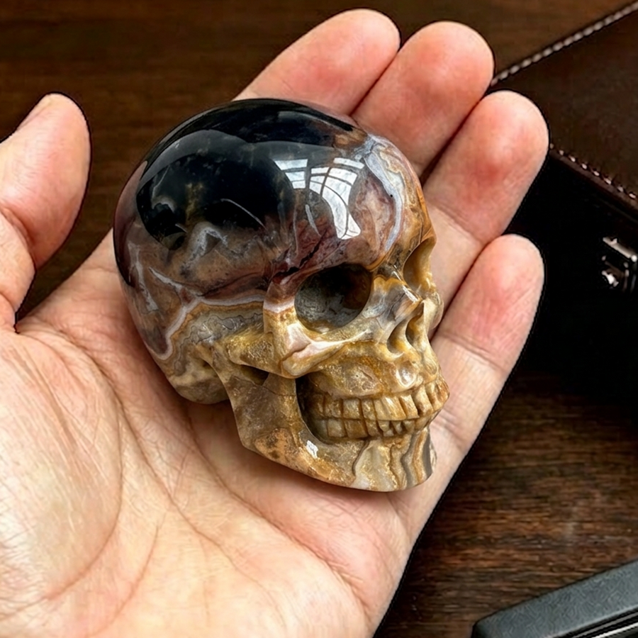 2 Inch Red Crazy Lace Agate Crystal Skull – Skull — view 1