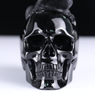 Crâne de lézard en obsidienne noire